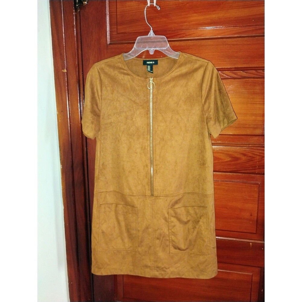 EUC Sz Medium Forever 21 Women’s Brown Faux Suede Leather Mini Dress